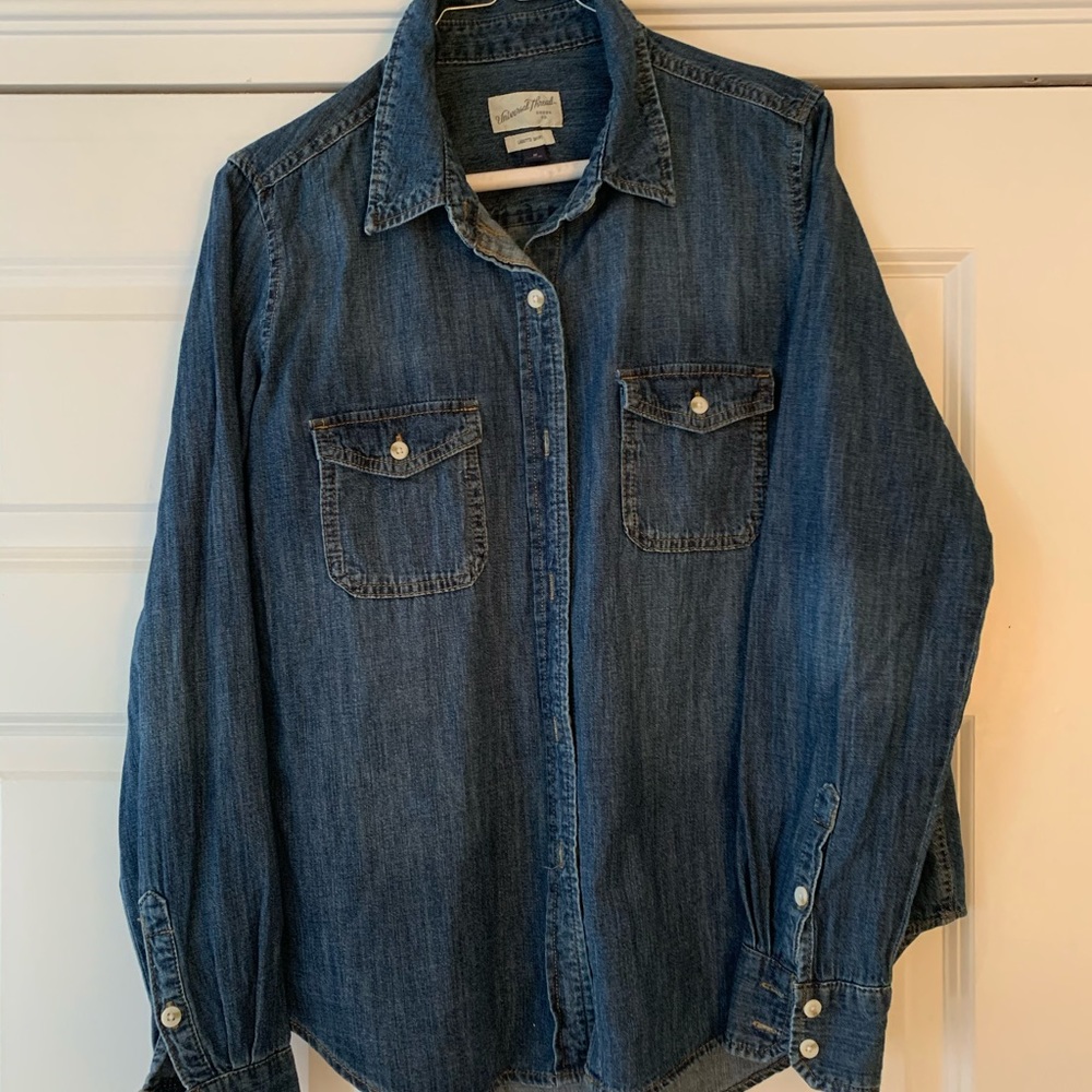 Denim button up top